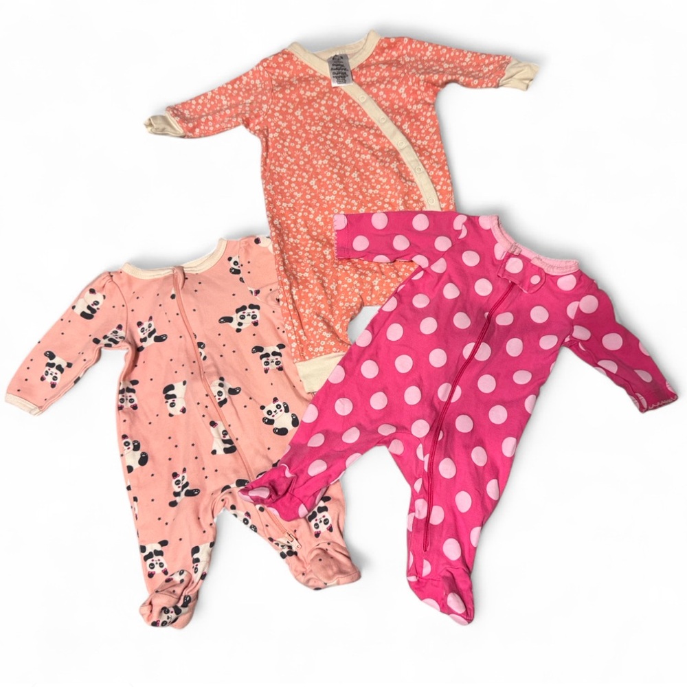Set of 3 pajamas for newborn girl's size